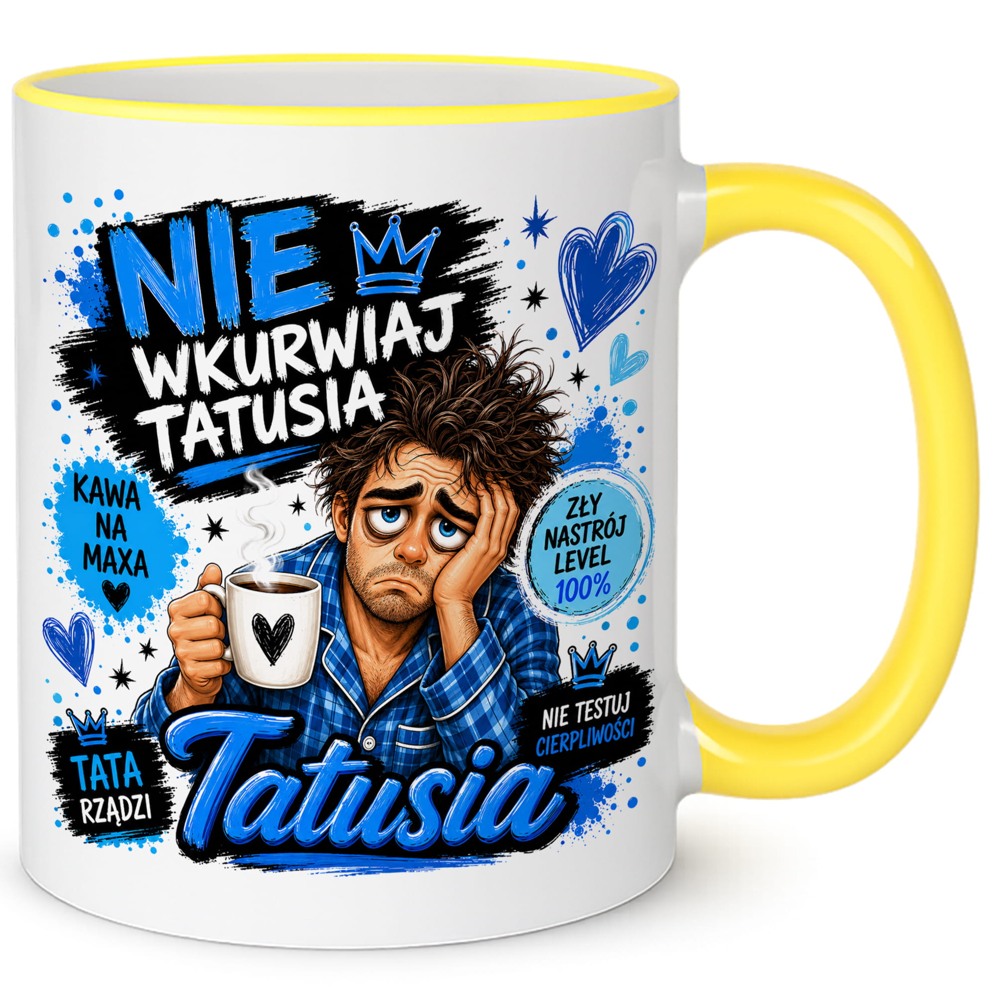 Nie wku#wiaj tatusia kubek żółty uchwyt i rant