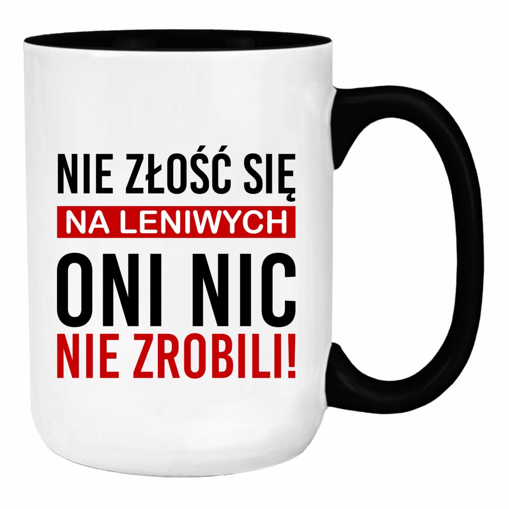 Nie złość się na leniwych duży kubek ucho kolor kolor żółtyy