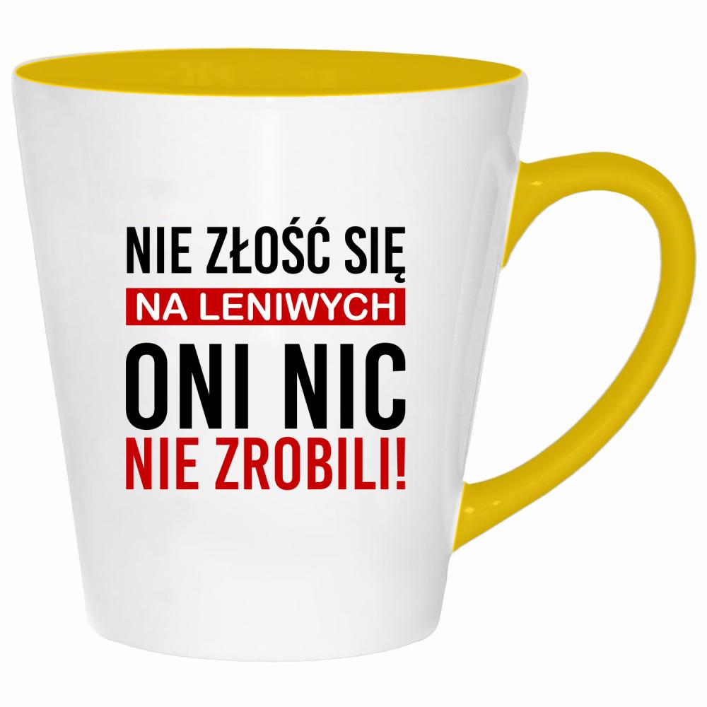Nie złość się na leniwych kubek latte kolor żółtyy
