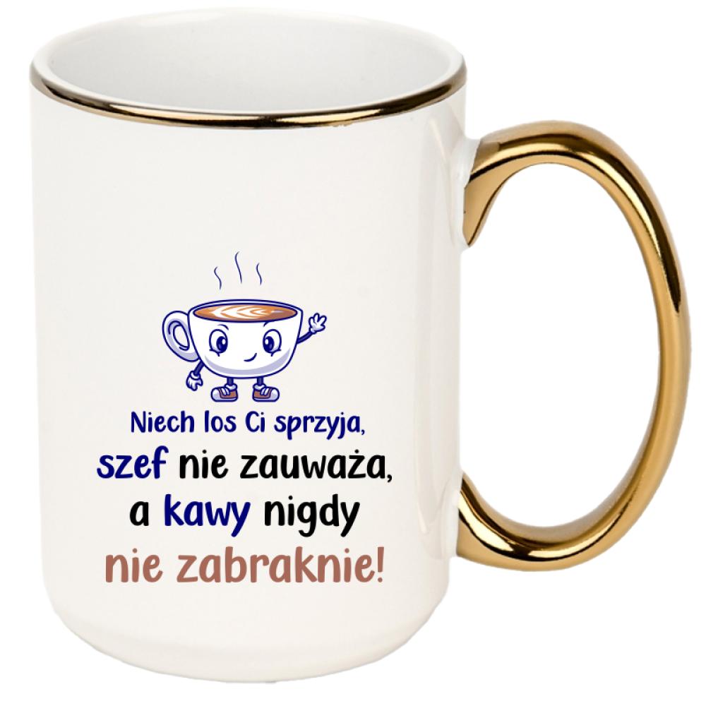 Niech los Ci sprzyja, szef nie zauważa kubek xxl złoty rant i ucho kolor navy