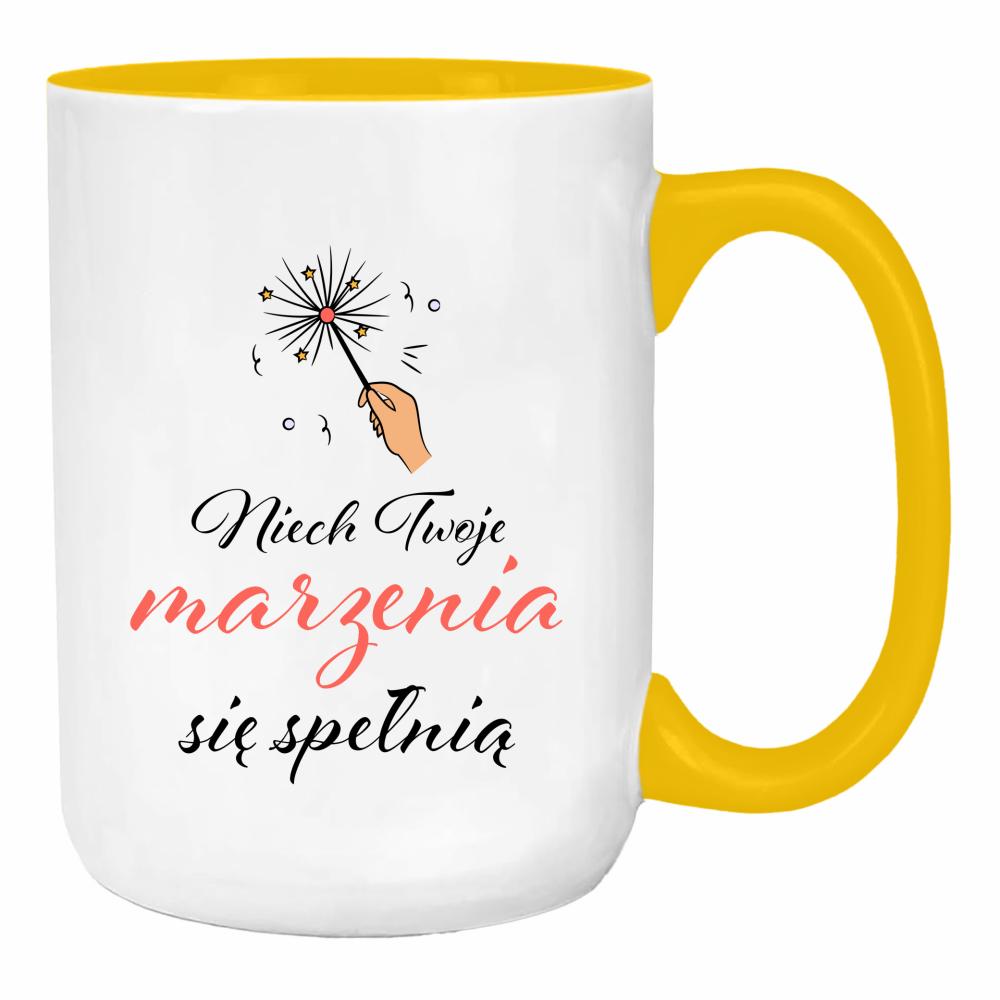 Niech Twoje marzenia się spełnią duży kubek ucho kolor kolor żółty