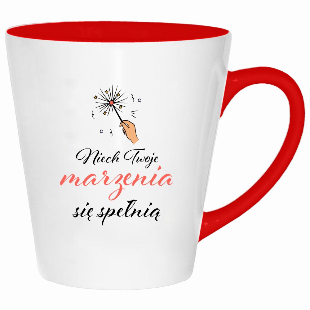 Niech Twoje marzenia się spełnią kubek latte kolor czerwony latte
