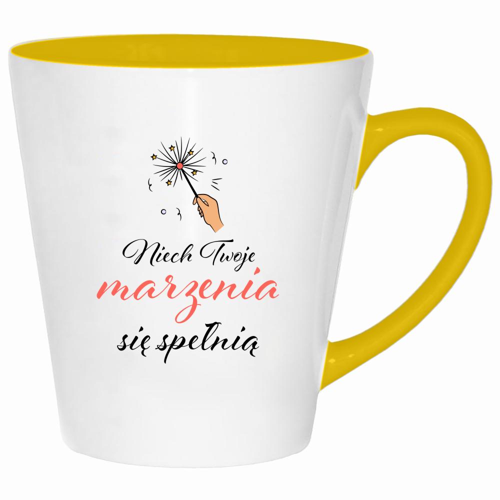 Niech Twoje marzenia się spełnią kubek latte kolor żółtyy