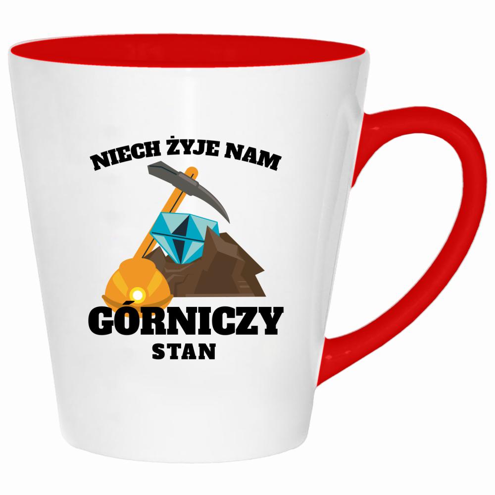 Niech żyje nam górniczy stan kubek latte kolor czerwony latte