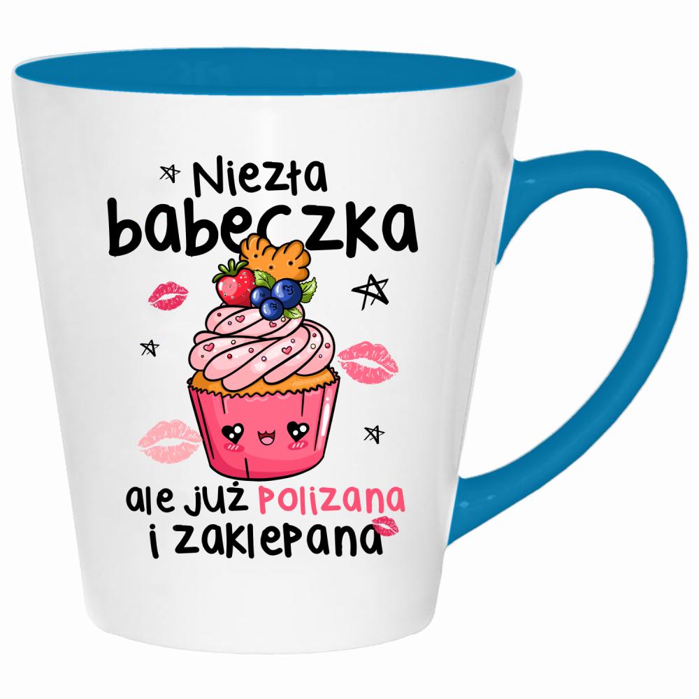 Niezła babeczka, ale już polizana i zaklepana kubek latte kolor turkus