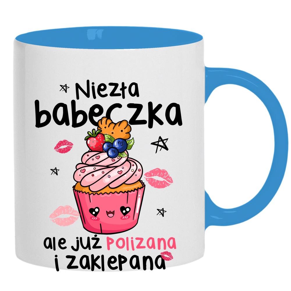 Niezła babeczka, ale już polizana i zaklepana kubek ucho kolor kolor jasnoniebieski
