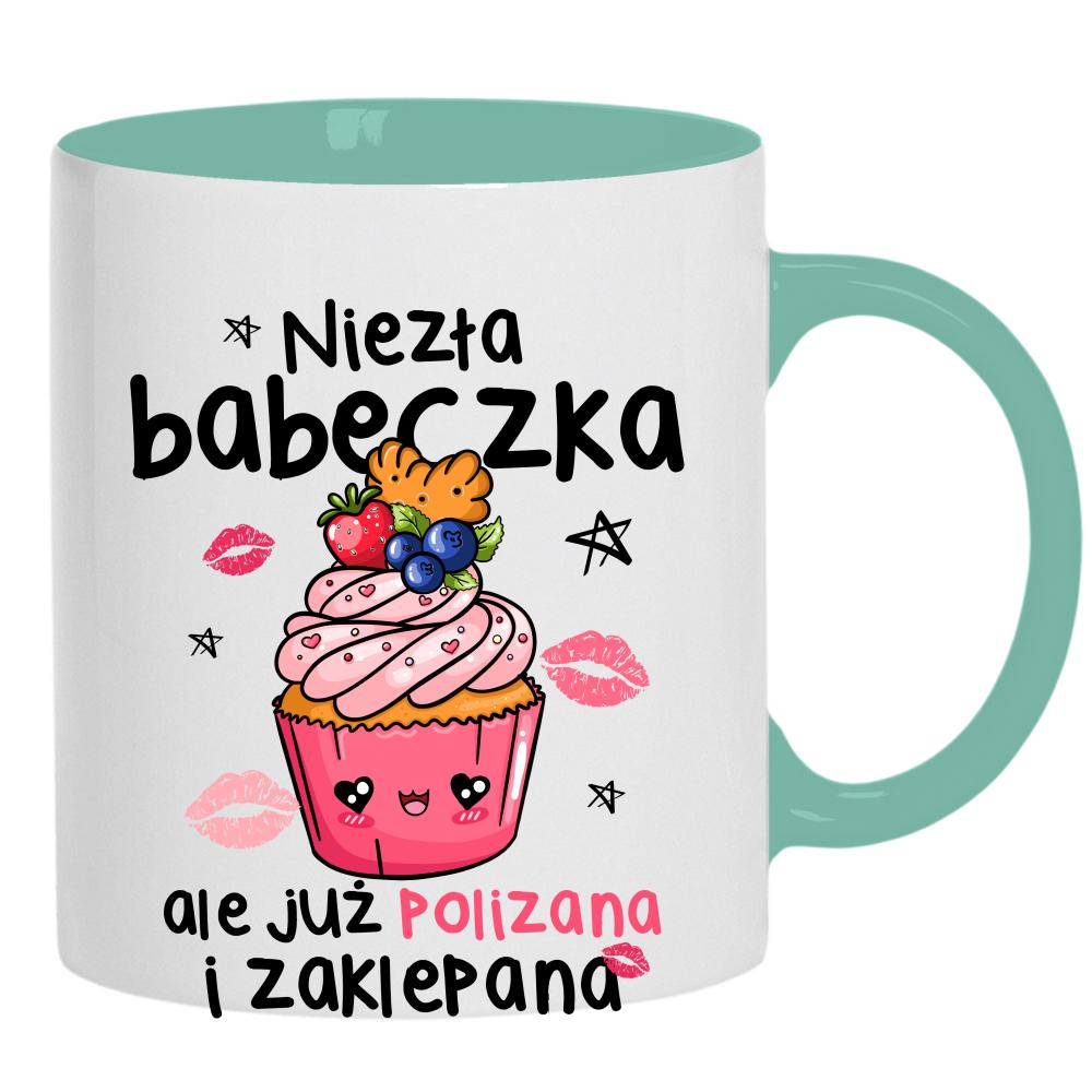 Niezła babeczka, ale już polizana i zaklepana kubek ucho kolor kolor miętowo zielony