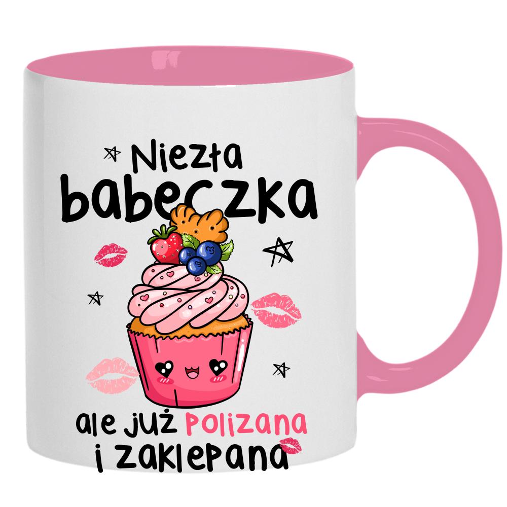 Niezła babeczka, ale już polizana i zaklepana kubek ucho kolor kolor różowy
