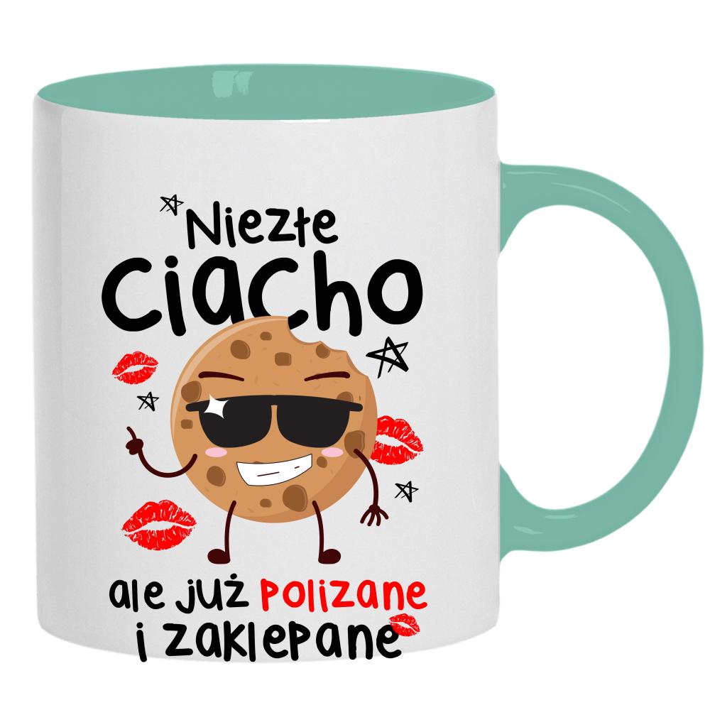 Niezłe ciacho, ale już polizane i zaklepane kubek ucho kolor kolor miętowo zielony