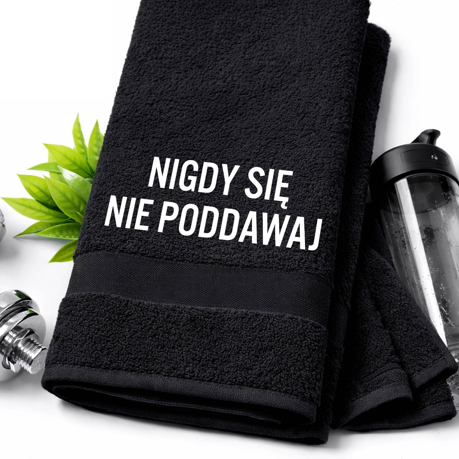 NIGDY SIĘ NIE PODDAWAJ 3 ręcznik kolor czarny