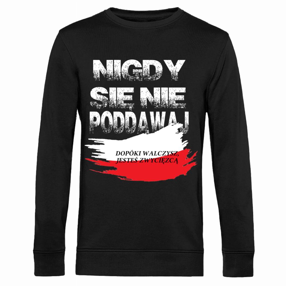 Nigdy się nie poddawaj bluza męska bez kaptura