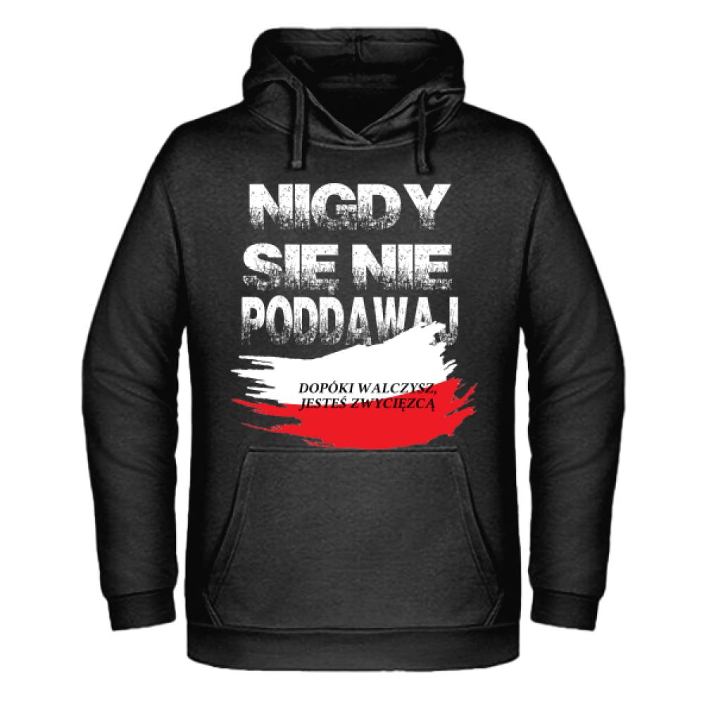 Nigdy się nie poddawaj bluza męska z kapturem