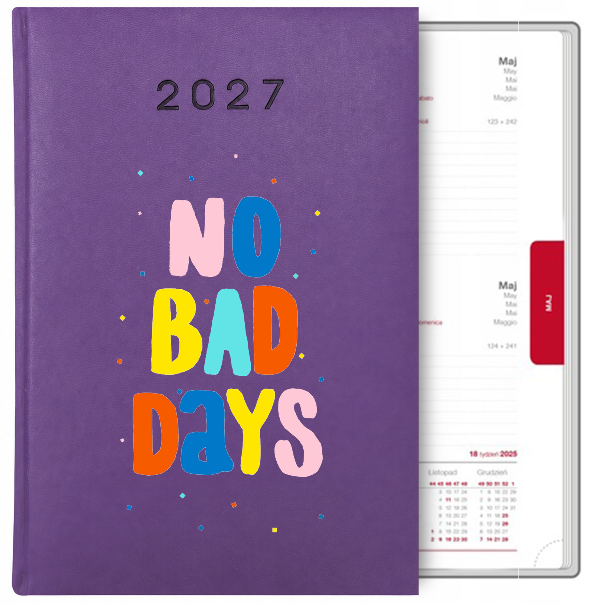 No bad days kalendarz książkowy a5 2027 kolor fioletowy