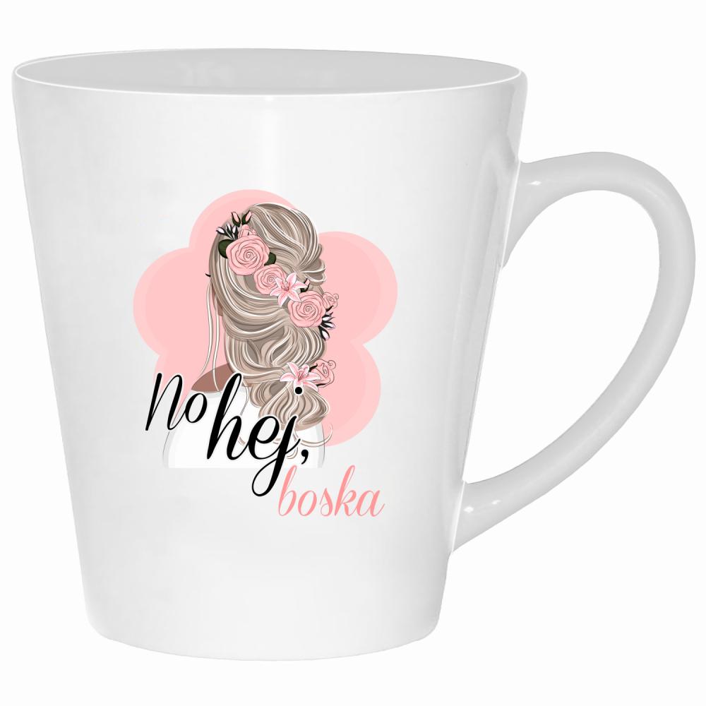 No hej boska kubek latte kolor biały