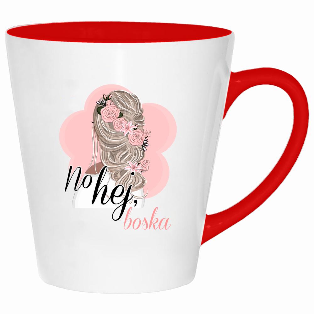 No hej boska kubek latte kolor czerwony latte
