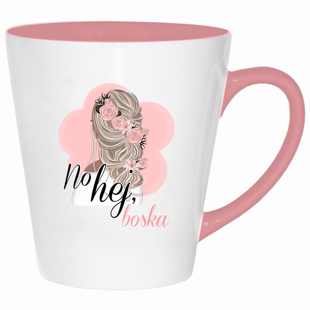 No hej boska kubek latte kolor pink