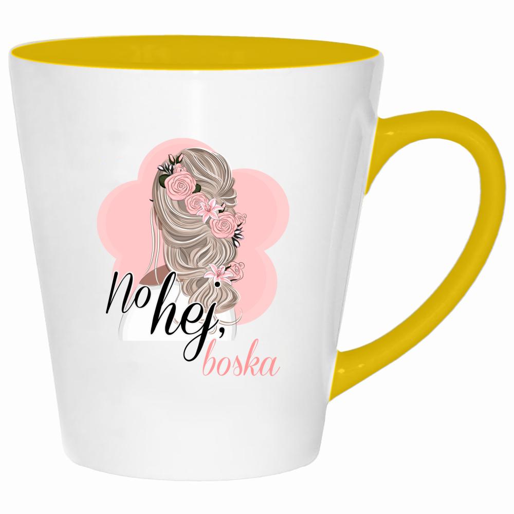 No hej boska kubek latte kolor żółtyy