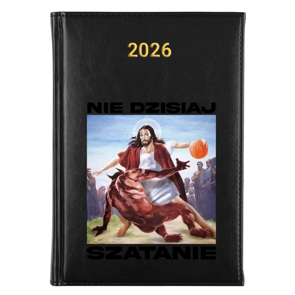 Not today satan kalendarz książkowy a5 2026 kolor żółty kalendarz