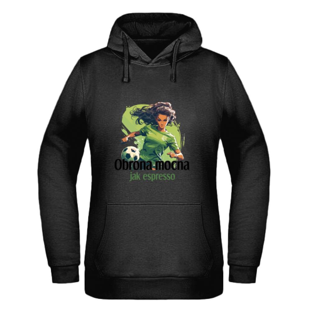 Obrona mocna jak espresso bluza damska z kapturem kolor czarny