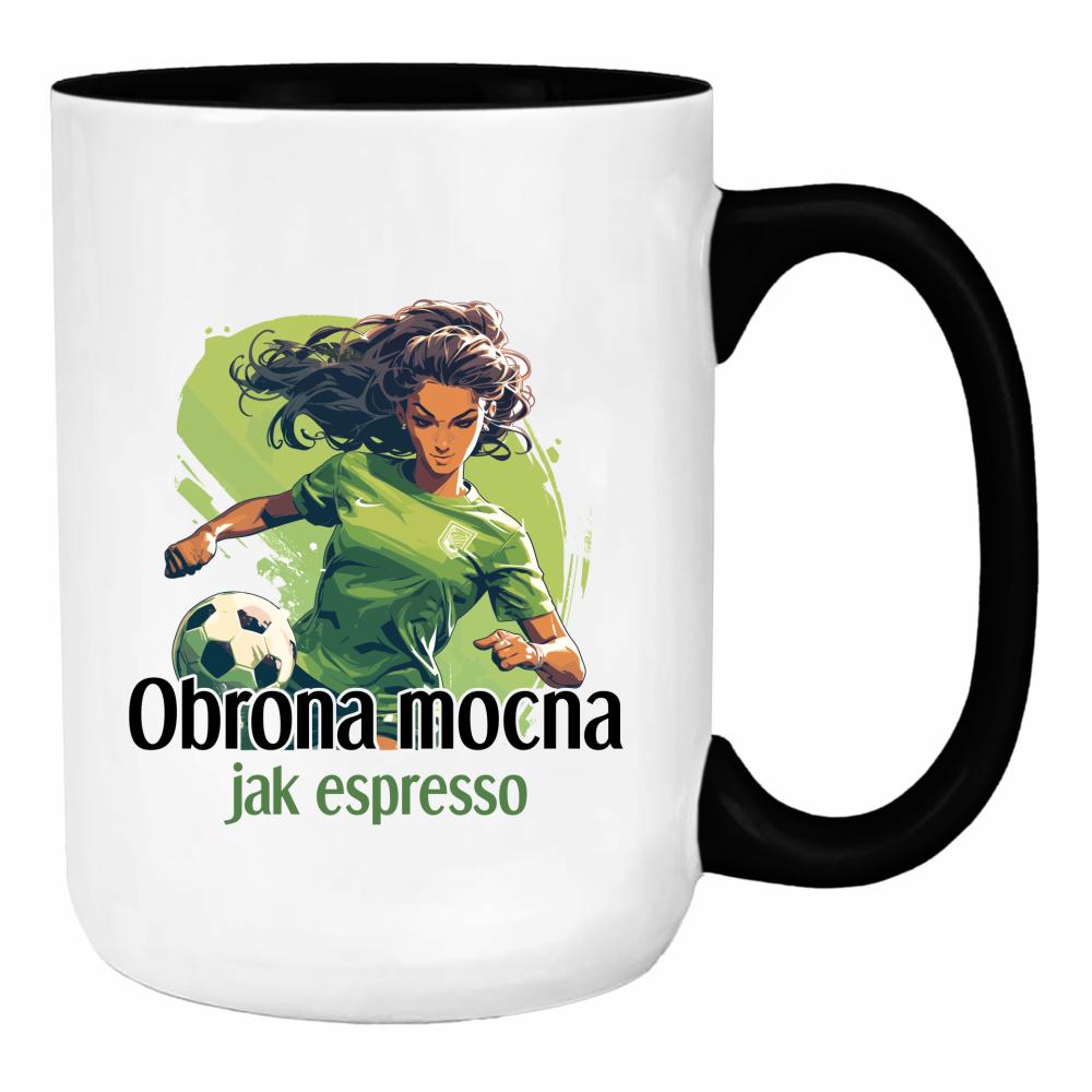 Obrona mocna jak espresso duży kubek ucho kolor kolor biały