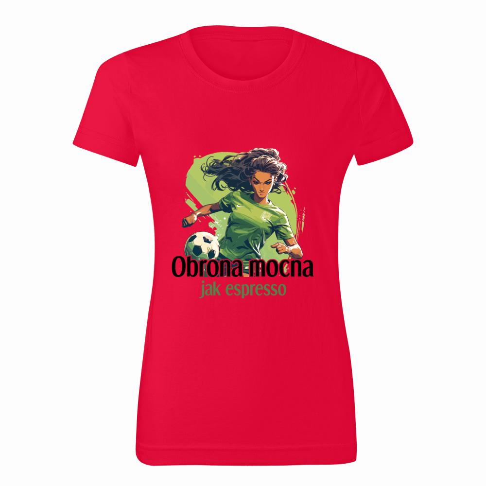 Obrona mocna jak espresso koszulka damska kolor czerwony