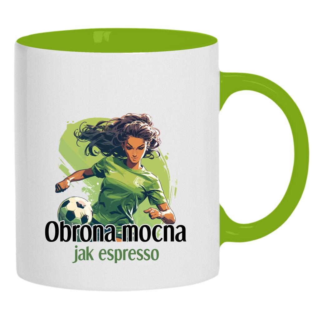 Obrona mocna jak espresso kubek ucho kolor kolor zielony