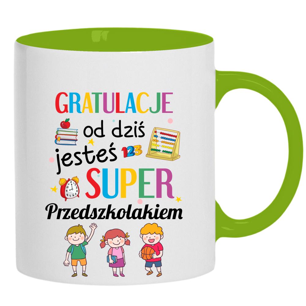 Od dziś jesteś super pierwszoklasistą kubek ucho kolor kolor zielony