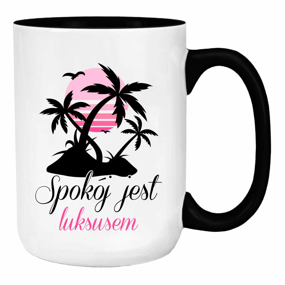 Oddycham luksusem duży kubek ucho kolor kolor czarnyy