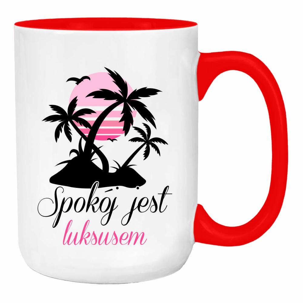 Oddycham luksusem duży kubek ucho kolor kolor red