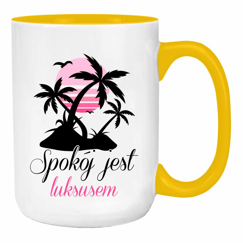 Oddycham luksusem duży kubek ucho kolor kolor żółty