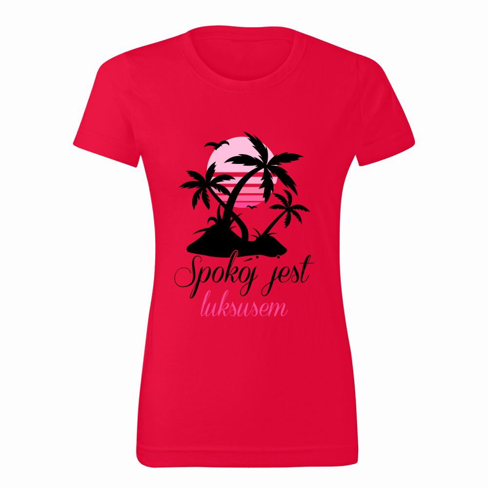 Oddycham luksusem koszulka damska kolor czerwony