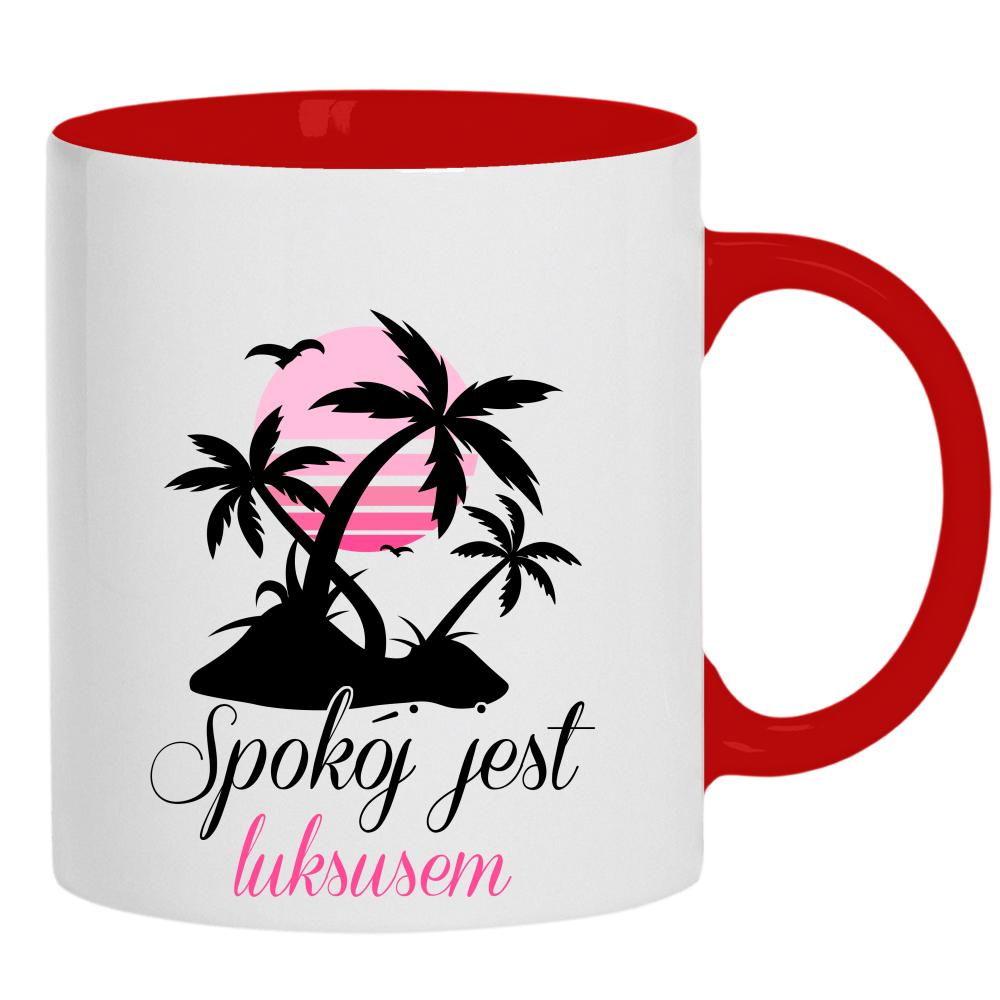 Oddycham luksusem kubek ucho kolor kolor czerwony latte