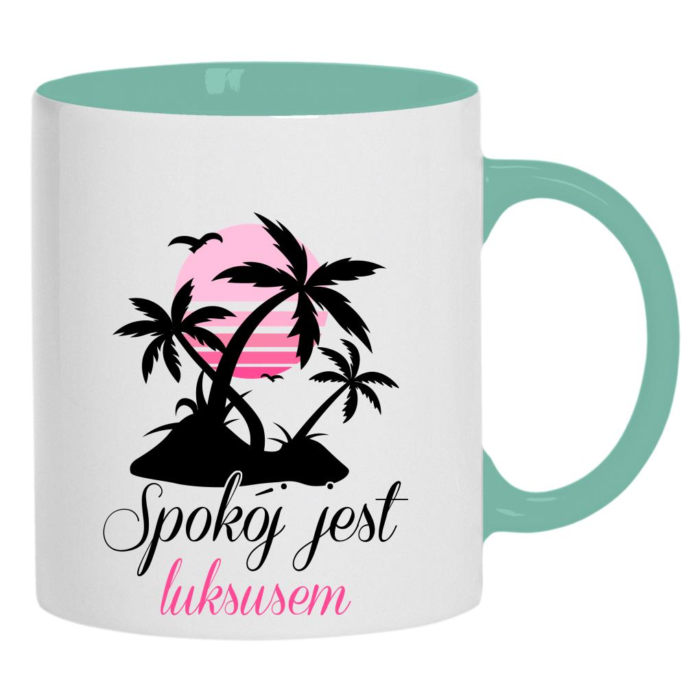 Oddycham luksusem kubek ucho kolor kolor miętowo zielony