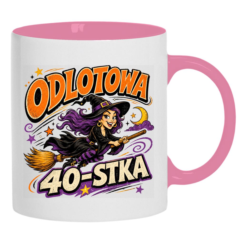 Odlotowa 40-stka kubek ucho kolor kolor różowy