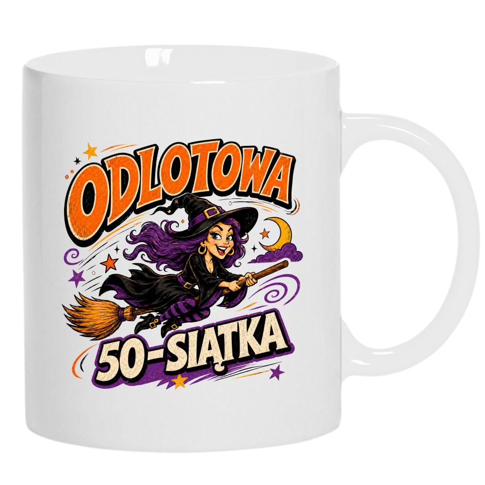 Odlotowa 50-stka kubek ucho kolor kolor biały