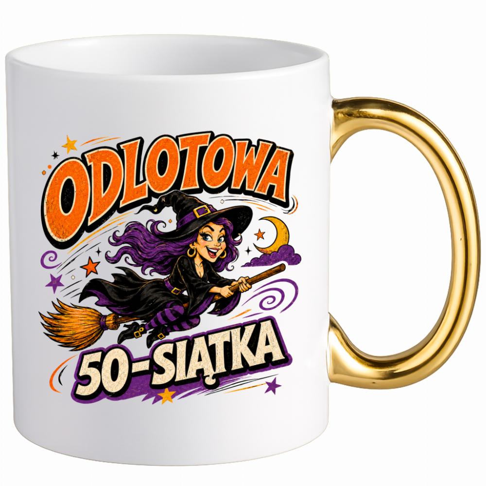 Odlotowa 50-stka kubek ucho złote kolor złoty