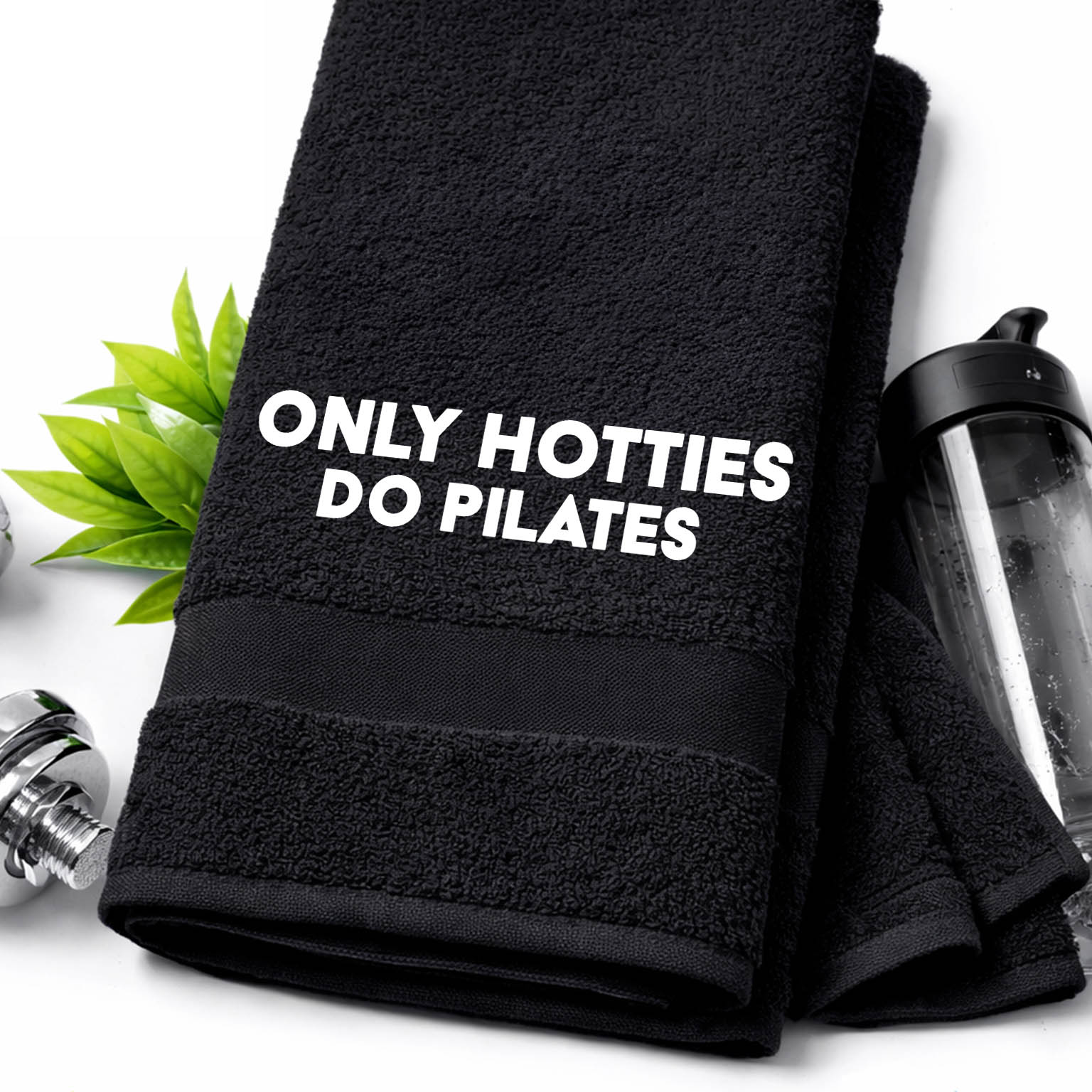 Only hotties do pilates ręcznik kolor czarny