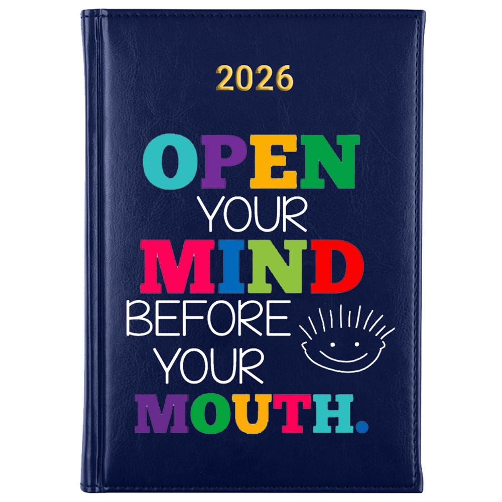 Open your mind before your mouth kalendarz książkowy a5 2026 kolor granatowy