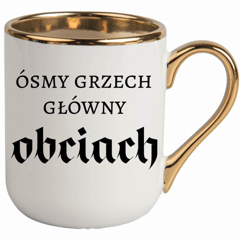 Ósmy grzech główny: obciach kubek elegant biały kolor żółty