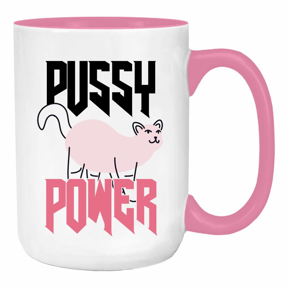 P*SSY POWER duży kubek ucho kolor kolor różowy