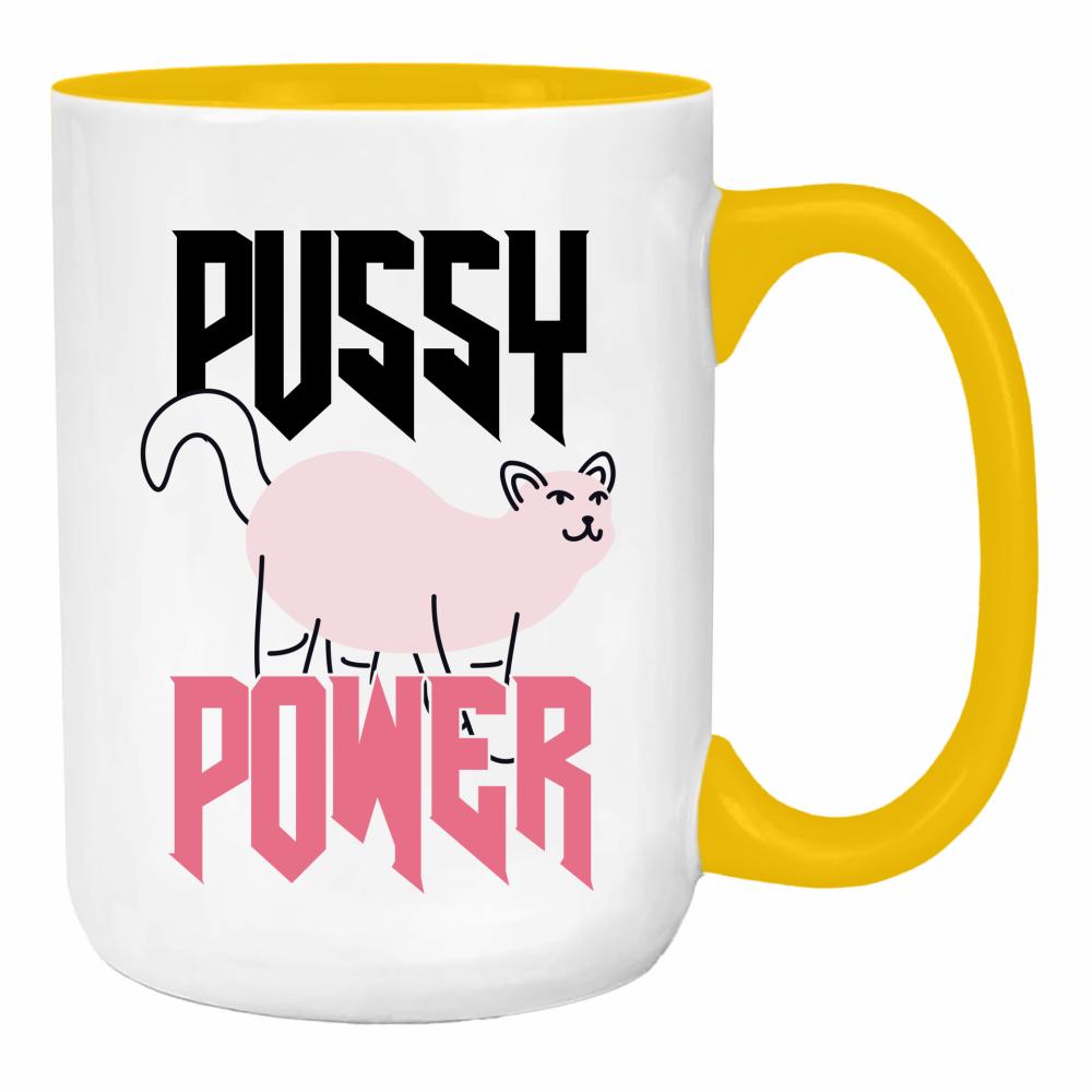 P*SSY POWER duży kubek ucho kolor kolor żółty