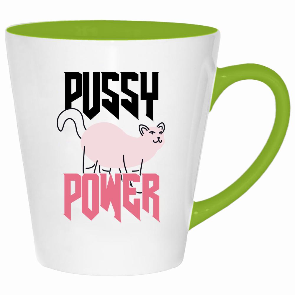 P*SSY POWER kubek latte kolor limonka