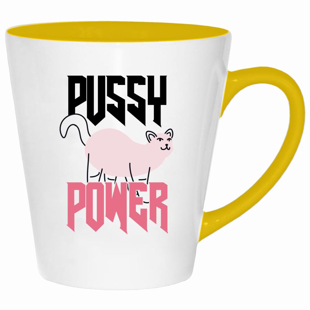 P*SSY POWER kubek latte kolor żółtyy