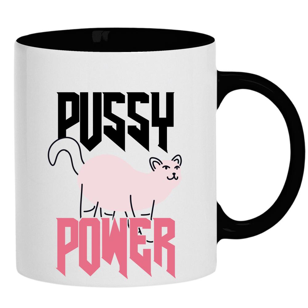 P*SSY POWER kubek ucho kolor kolor czarnyy