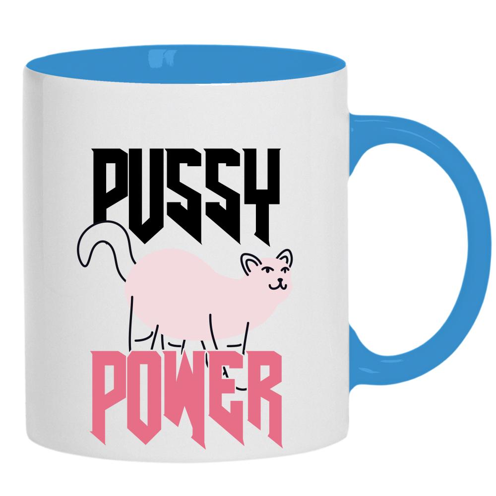 P*SSY POWER kubek ucho kolor kolor jasnoniebieski