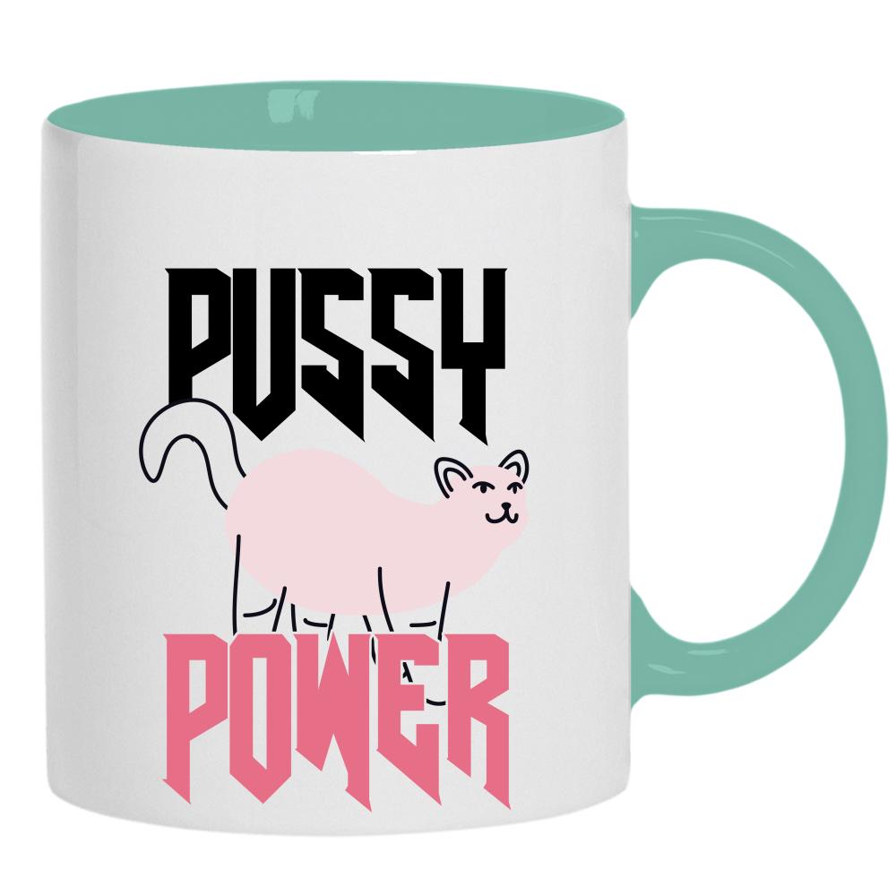 P*SSY POWER kubek ucho kolor kolor miętowo zielony