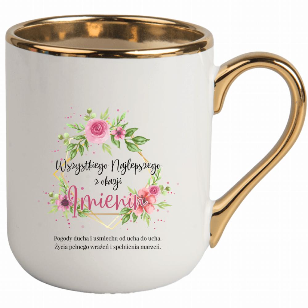 Pamiętam i życzę Ci wszystkiego najlepszego kubek elegant biały kolor złoty