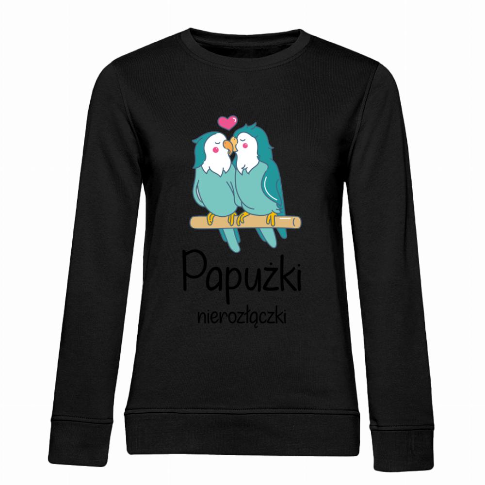 Papużki nierozłączki bluza damska bez kaptura kolor biały