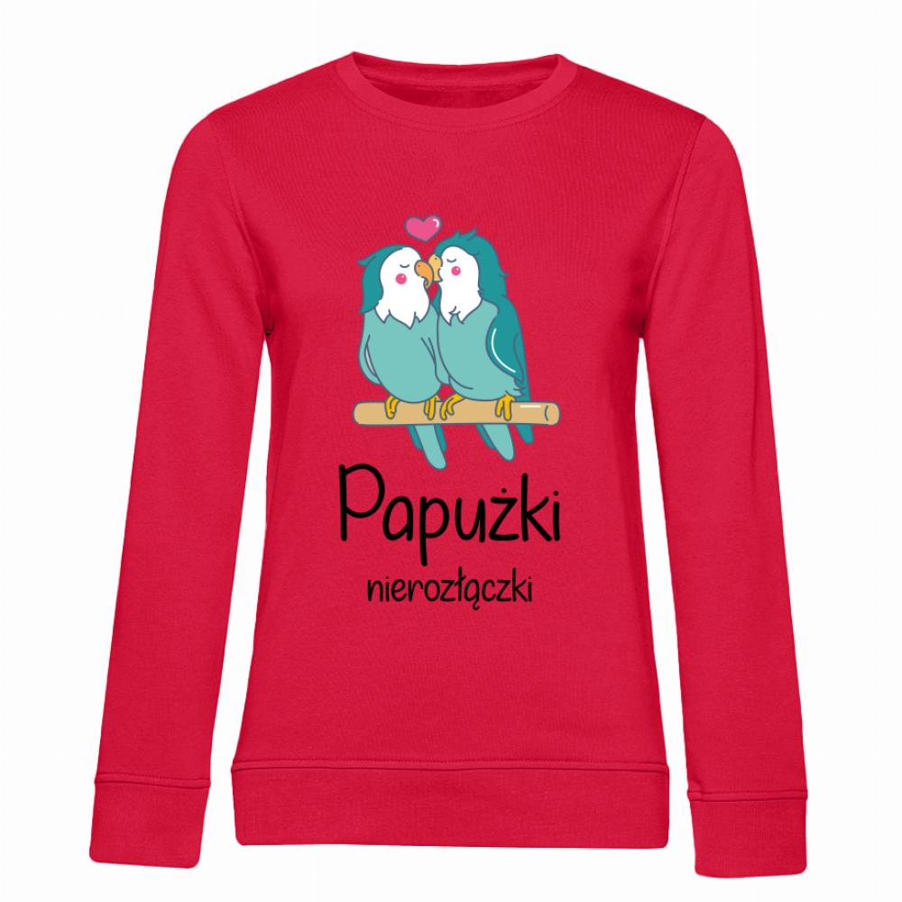 Papużki nierozłączki bluza damska bez kaptura kolor czerwony