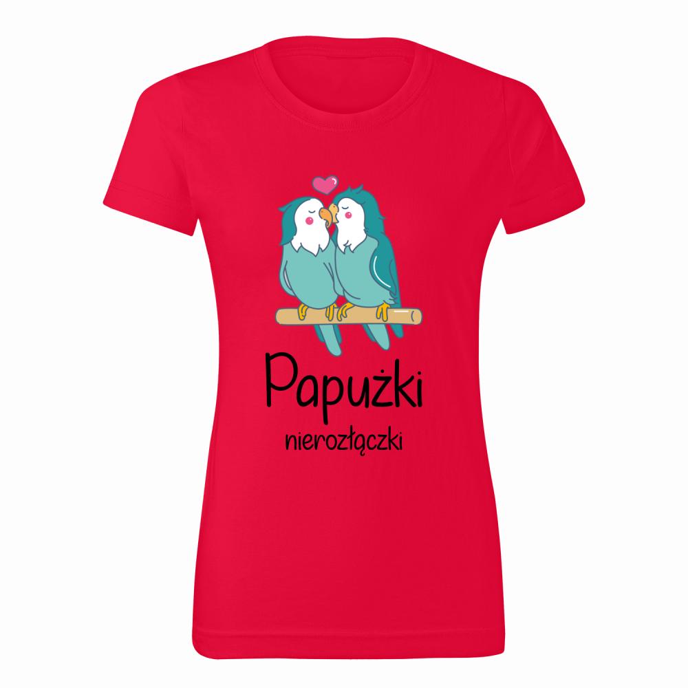 Papużki nierozłączki koszulka damska kolor czerwony